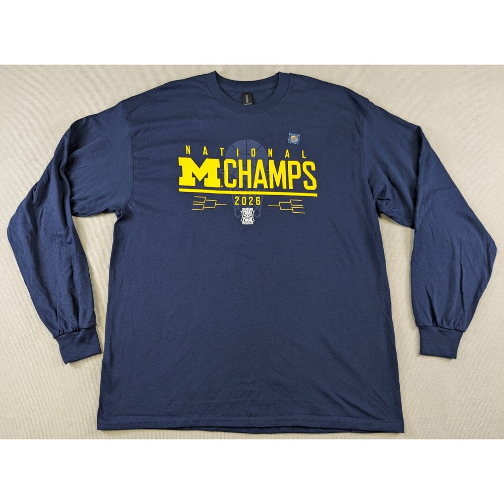 Michigan Wolverines Shirt Mens XL Blue Basketball National Champions NWOT